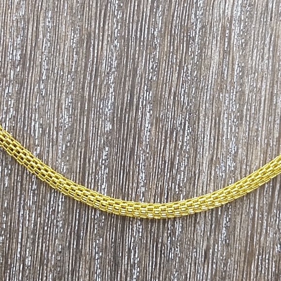 Gold tone Knitted Metal Mesh Rope Chain Necklace - Picture 5 of 12